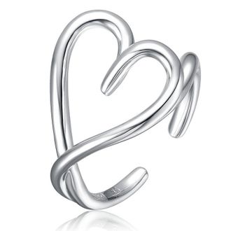 Rachel Glauber White Gold Plated Heart Design Adjustable Ring