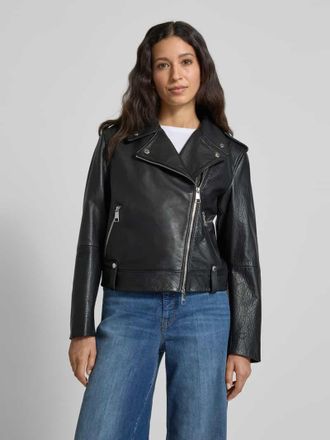 Boss Orange by Hugo Boss Leder Jacke mit Color-Blocking-Design