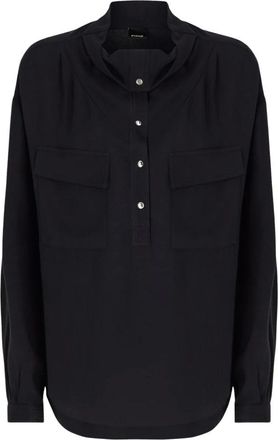 Pinko Corolle Blusa Twill Viscosa - Dames - Blouses - Blauw - S - Overhemden