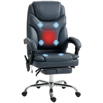 OEM Sedia Da Ufficio Massaggiante E Riscaldante Con Poggiapiedi, In Pelle Pu E Acciaio, 67x67x113-121 Cm, Grigio