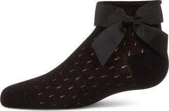 MeMoi Pointelle Soft Stretch Anklet Socks in Black at Nordstrom, Size 6-12M