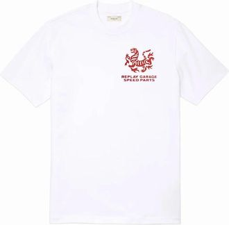 Replay Mens Replay Biker T-Shirt - White - Size: 40