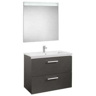Roca Conjunto Prisma 2 Cajones Espejo 800 Gris Antracita.-roca: Dise&ntilde;o, Innovaci&oacute;n Y Calidad