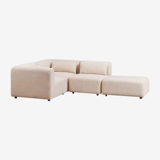 Sklum Sklum - Sof&aacute; Modular Rinconera De 3 Piezas Con Puff Fogler