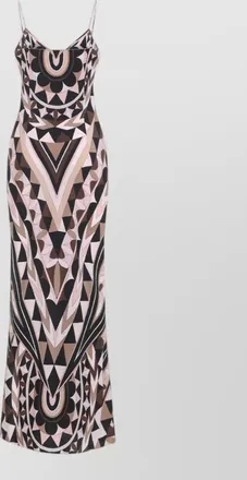 Pucci silk long dress signature print straps