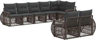 vidaXL Conjunto De Sof&aacute;s De Jard&iacute;n 8 Uds. Gris Y Gris Oscuro Vidaxl