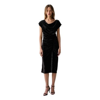 DKNY Dkny, Dames, Jurken, Zwart, Maat: 2XL Leer