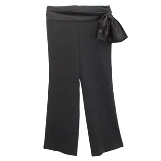 Temperley London Black Silk Trousers with Waist Tie Size S