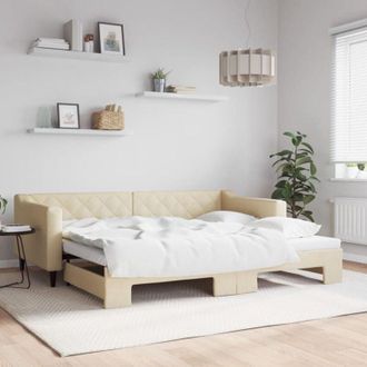 vidaXL Divano Letto con Letto Estraibile Crema 90x200 cm in Tessuto - Vidaxl