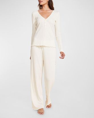 Eberjey Pointelle V-Neck Henley