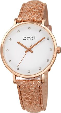 August Steiner Quartz Crystal White Dial Ladies Watch AS8258RG