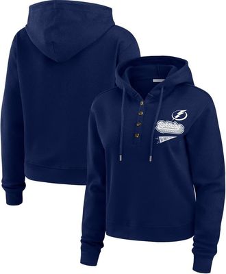 WEAR by Erin Andrews Womens WEAR by Erin Andrews Blue Tampa Bay Lightning Waffle-Knit Pullover Hoodie at Nordstrom, Size Xx-Large
