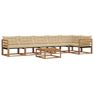 vidaXL Conjunto De Sof&aacute;s De Exterior Con Coj&iacute;n 7 Pcs Natural Y Beige Vidaxl