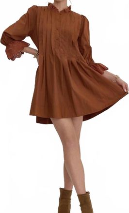 Entro Pleated Mini Dress In Brown