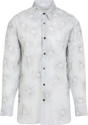 Dries Van Noten Button-Up Overhemd Rechte Kraag - Heren - Casual Overhemden - Wit - L - Katoen - Overhemden
