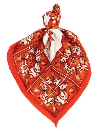 Dolce & Gabbana Orange Maiolica Printed Scarf