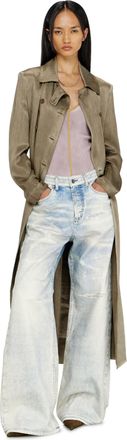 Diesel Trench coat in wrinkled satin - Jackets - Woman - Brown