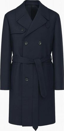 Boglioli Mens Mens Boglioli Navy Wool Trench Overcoat - Size: 56 xxxl