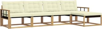 vidaXL Conjunto De Sof&aacute;s De Exterior 5 Uds. Blanco Y Crema Vidaxl