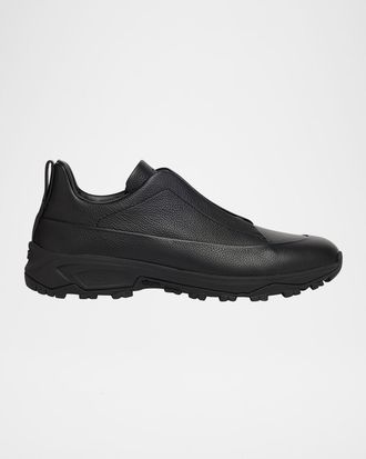 Ermenegildo Zegna Men & apos;s Triple Stitch Monte Grained Leather Slip-On Sneakers