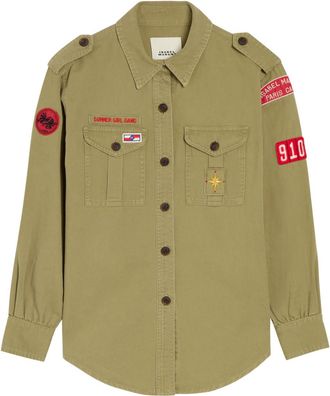 Isabel Marant Umberta Appliqu&eacute;d Twill Shirt - Khaki - 42 (UK14 / L)