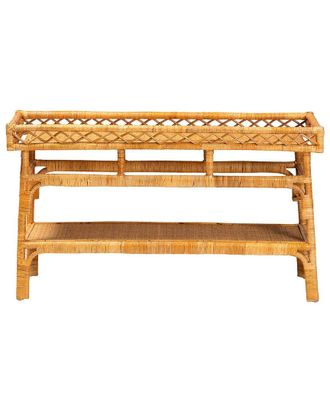 Baxton Studio Savitri Modern Bohemian Rattan 2-Tier Console Table