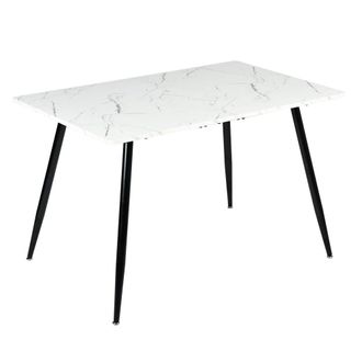 Urban Meuble Mesa de comedor rectangular estilo escandinavo efecto m&aacute;rmol blanco