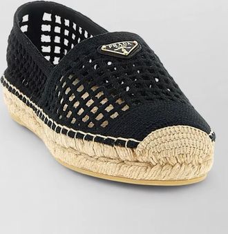 Prada crochet knit espadrilles mesh upper rope sole