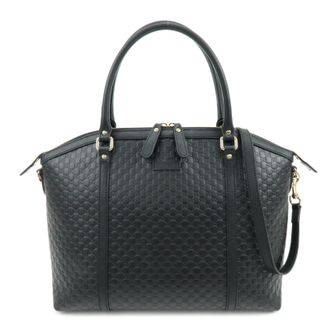 Gucci Guccissima Gg Leather Black Leather Handbag (Pre-Owned)