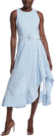 Fate Belted Striped Sleeveless Midi Dress In Blue