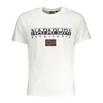 Napapijri T-Shirts, male, White, Size: L Logo Flag T-Shirt
