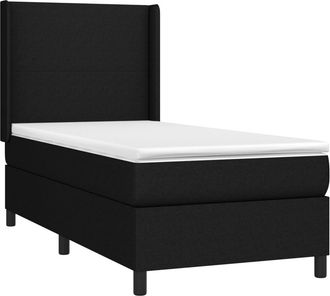 vidaXL Vidaxl - Cama Box Spring Colch&oacute;n Y Luces Led Tela Negro 90x190 Cm