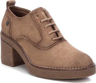 Xti Womens Suede Heeled Oxfords In Taupe