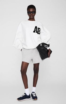 Anine Bing Kam Framed Monogram Short in Ivory And Black at Nordstrom, Size X-Small