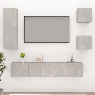 Berkfield Home 5 Piece TV Cabinet Set Concrete Grey Engineered Wood
