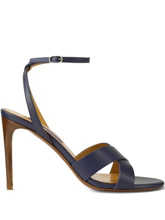Ralph Lauren Collection Cleary criss-cross leather sandals - women - Calf Leather/Bovine Leather/Goat Skin/Brass - 38 - Blue