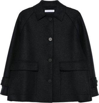 Harris Wharf London Jack met klepzak en knoopsluiting - Blauw