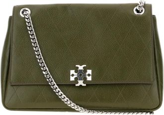Tory Burch Charlie Schoudertas - Dames - Schoudertassen - Groen - ONE Size - Leer - Tassen