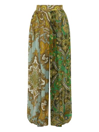 Alemais Clemenza paisley-print pleated trousers - women - Viscose/Silk - 10 - Green
