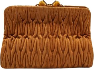 Miu Miu Pre-owned Clutches, female, Brown, Size: ONE SIZE Pre-owned Suede Clutch