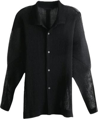 Issey Miyake Rustiek Mesh Shirt - Heren - Casual Overhemden - Zwart - XL - Overhemden