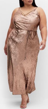 City Chic Mariam Metallic Midi Dress in Gold at Nordstrom, Size Xl