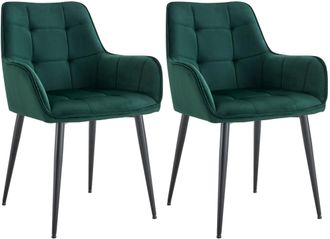 Clp Clp - Lote De 2 Sillas De Comedor De Terciopelo Ferndale Verde Oscuro