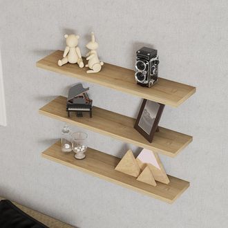 Dmora Estante Meina, 3 Niveles, Set De 3, Tonalidad Estructura Roble, 60x15x2h Cm Marr&oacute;n Roble