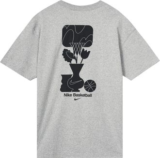 Nike Mens Nike Loose Pattern Printing Round Neck Casual Loose Short Sleeve Dark Grey T-Shirt DQ1906-063