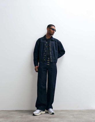Liquor & Poker Fireman - Giacca di jeans indaco con alamari in metallo in coordinato-Blu