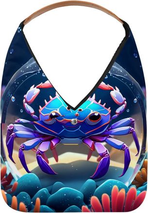 Generic Crab Crystal Ball Reusable Lightweight Grocery Bags - Foldable Into Compact Pouch, Washable & Sturdy, Multipurpose for Shopping and Travel