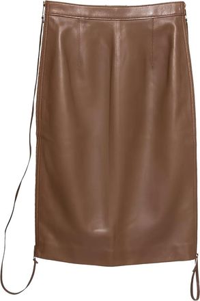 Burberry Leren rok met rits - Bruin