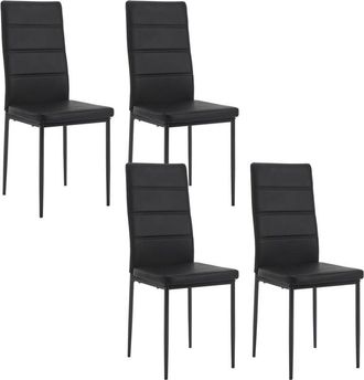 Woltu Woltu Juego De 4 Sillas Modernas De Comedor, Sal&oacute;n, Cocina, Asiento De Piel Sint&eacute;tica Y Metal, Color Negro