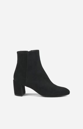 AGL Lynn Bootie Heeled Leather Ankle Boot in Black Velour at Nordstrom, Size 39.5
